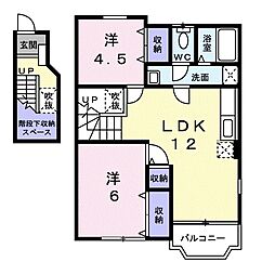 サンフラワー・U 2LDKの間取図画像