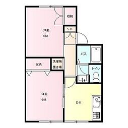 ハイネス林 2DKの間取図画像