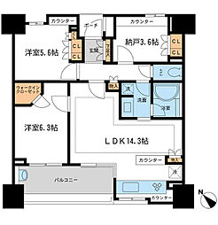 KDXレジデンス町田 2SLDKの間取図画像