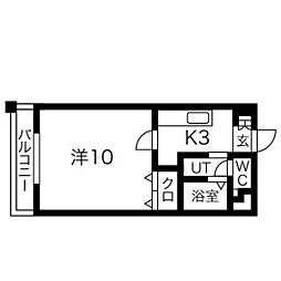 ルミネス1番館 1Kの間取図画像