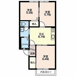 グリーン御膳洞A 3DKの間取図画像