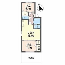 ハイツかえで 2LDKの間取図画像