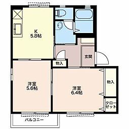メ・ステッソC 2Kの間取図画像