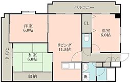 クリスタルマンション 3LDKの間取図画像