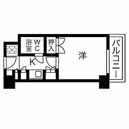 カルム亀島 1Kの間取図画像
