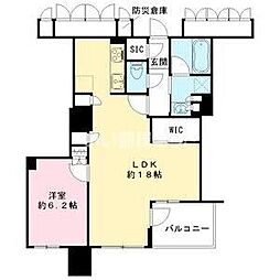 ブランズタワー大阪本町 1LDKの間取図画像