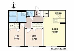 エスポワールKM2B 2LDKの間取図画像