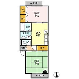 メグハイツ 2DKの間取図画像