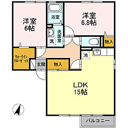 アムール21B 2LDKの間取図画像