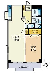 クレベール片野 1LDKの間取図画像