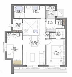 プレミアス赤坂けやき通り 2LDKの間取図画像