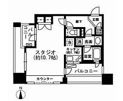 レジディアイチガヤ ワンルームの間取図画像