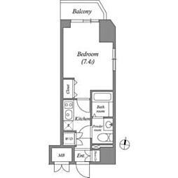 ヒューマンハイム亀戸2 1Kの間取図画像