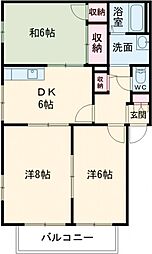 ドエル森 3DKの間取図画像