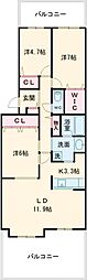 ローレルスクエア登美ケ丘1番館 3LDKの間取図画像
