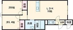 レオクルール 2LDKの間取図画像