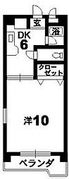 グリーンハイツ3号 1DKの間取図画像