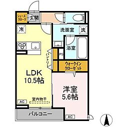 サニーハイツ コバリ 1LDKの間取図画像