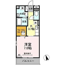 ウィルコート潮音町C 1Kの間取図画像