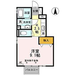 アベニュー川尻B棟 1Kの間取図画像