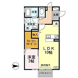 モアナ京田B 1LDKの間取図画像