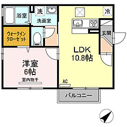 クレールコート2 1LDKの間取図画像