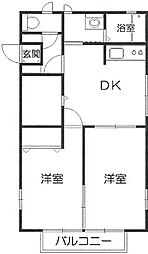 リトルフラット 2DKの間取図画像