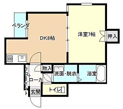 リバティープラザ呉服町 1DKの間取図画像
