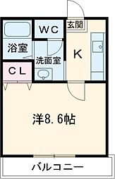 アンボワーズ 1Kの間取図画像