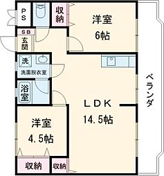 SYコートマンション 2LDKの間取図画像