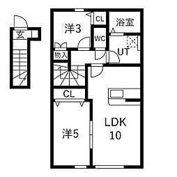 Lou lou B 2LDKの間取図画像