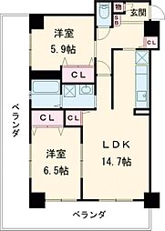 ルメルシエ 2LDKの間取図画像