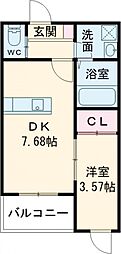 BraveBase大牟田 1DKの間取図画像