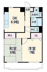 ウェーブ28 2DKの間取図画像
