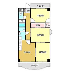 グランデグ21K 3DKの間取図画像