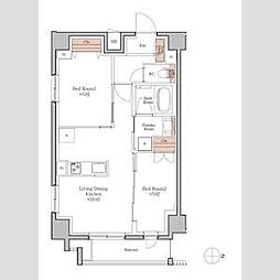ジオエント四条大宮 2LDKの間取図画像