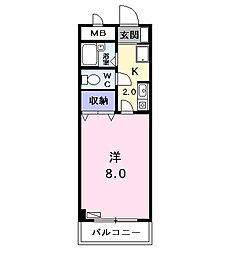 メゾンラスター 1Kの間取図画像