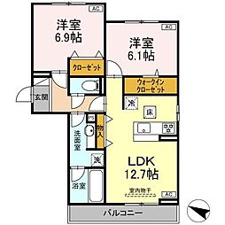 メゾン梅木 2LDKの間取図画像