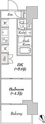 ウエリスアーバン水天宮前 1DKの間取図画像