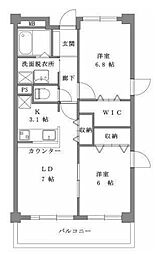 コスモタウンズ 2LDKの間取図画像