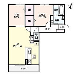 シルトクレーテA 2LDKの間取図画像