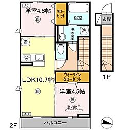 ウッドソレルやまが 2LDKの間取図画像