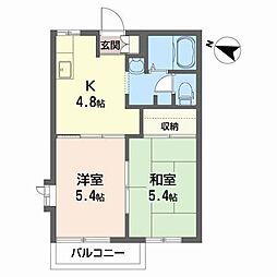 プレステージ川岸E棟 2Kの間取図画像