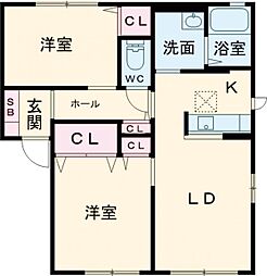 ファミリアコーポレーション3 2LDKの間取図画像