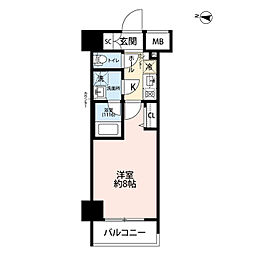 プレール・ドューク東雲3 1Kの間取図画像