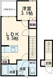 レゾナンス大村 B棟 1LDKの間取図画像