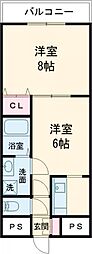 メゾンパティオリーブル美原 1LDKの間取図画像