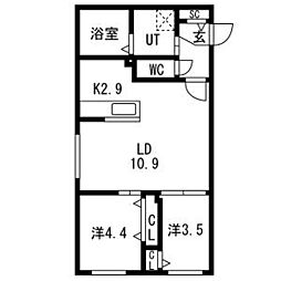 札幌市中央区南九条西13丁目マンション 2LDKの間取図画像