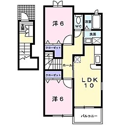 イーストコート2 2LDKの間取図画像