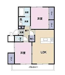 スリーゼ中戸次 2LDKの間取図画像